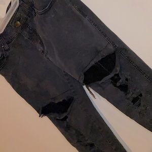 Hot Topic Distressed Jeans with Built in Fishnets